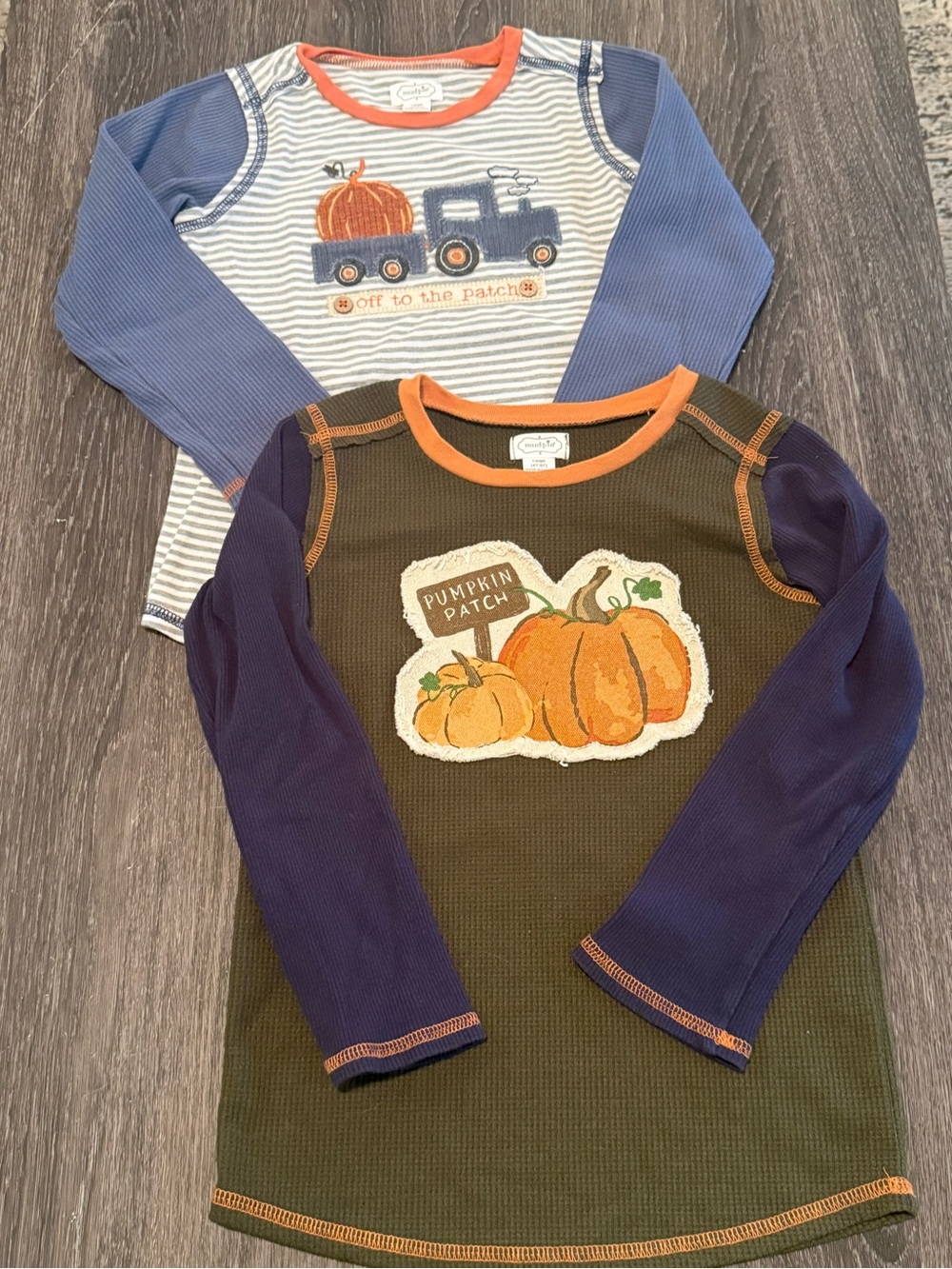 Boys 4T - 5T Mud Pie Set of 2 Fall Pumpkin Long-Sleeve Tops!